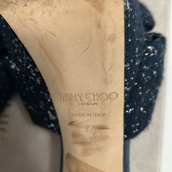 Navy and Silver Jimmy Choo Platform Sandal Heels - Picture 7 of 9